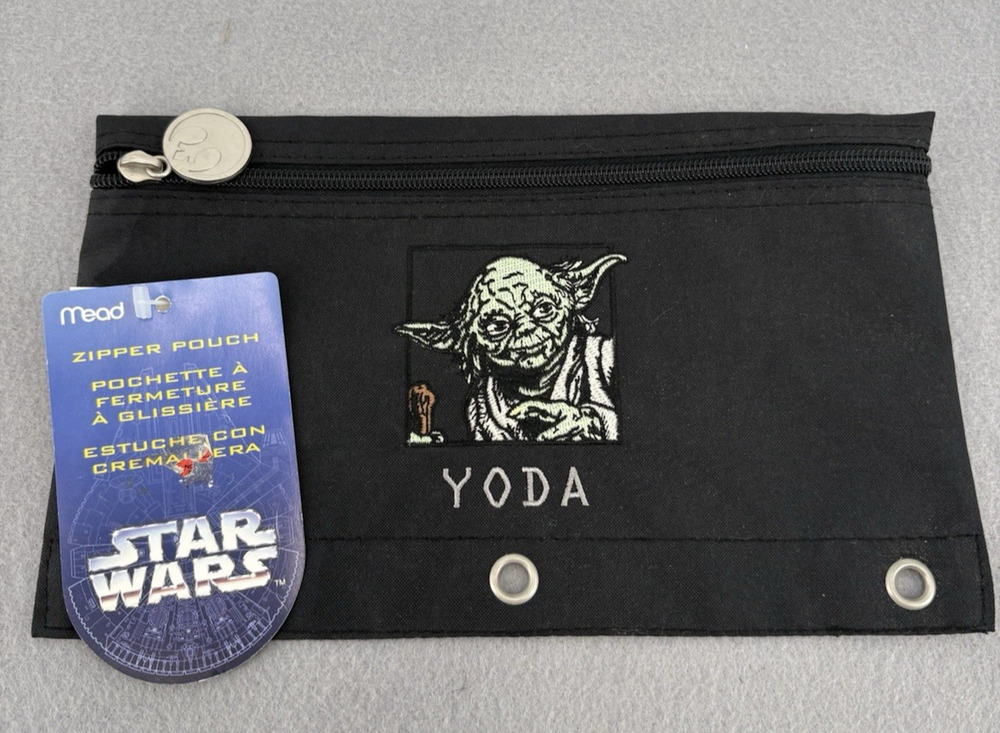 Vintage 1996 Mead Star Wars Yoda Jedi Master Zippered Pouch Pencil 10x6 Inches